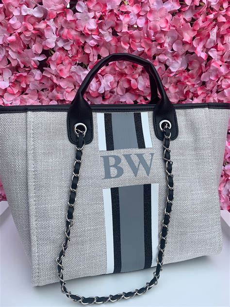 personalised handbags dark grey